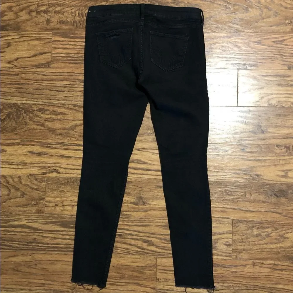 Hollister Black Distressed Jeans Size 29 or 9R Raw Hem Skinny Jeans - Picture 6 of 10
